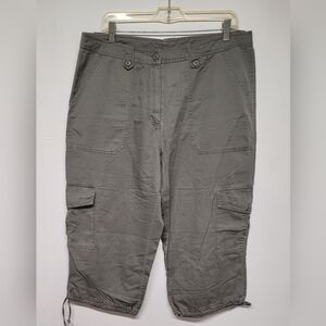 Fashion Bug Khaki Green Cargo Capri Pants 16